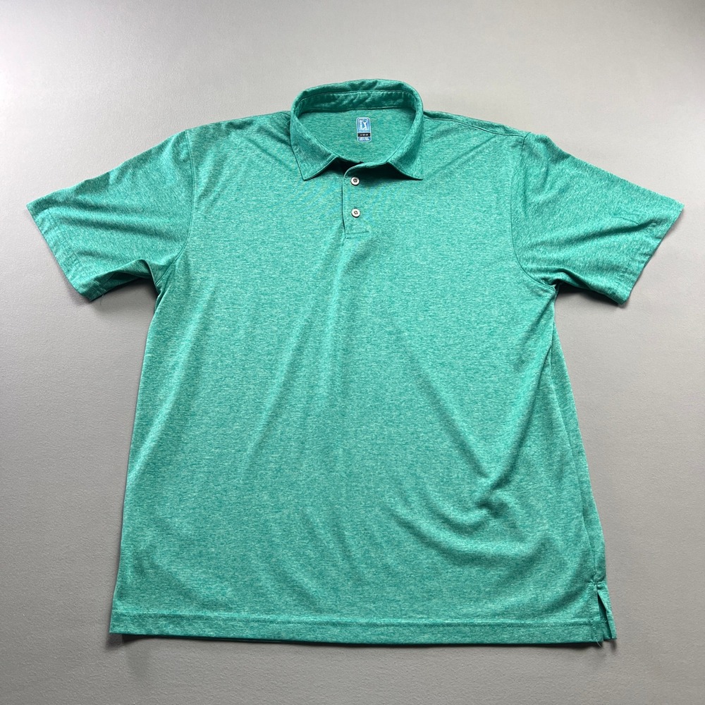 PGA Tour Polo Shirt Mens Large Heather Green Resort Wear Tennis Tail Athleisure